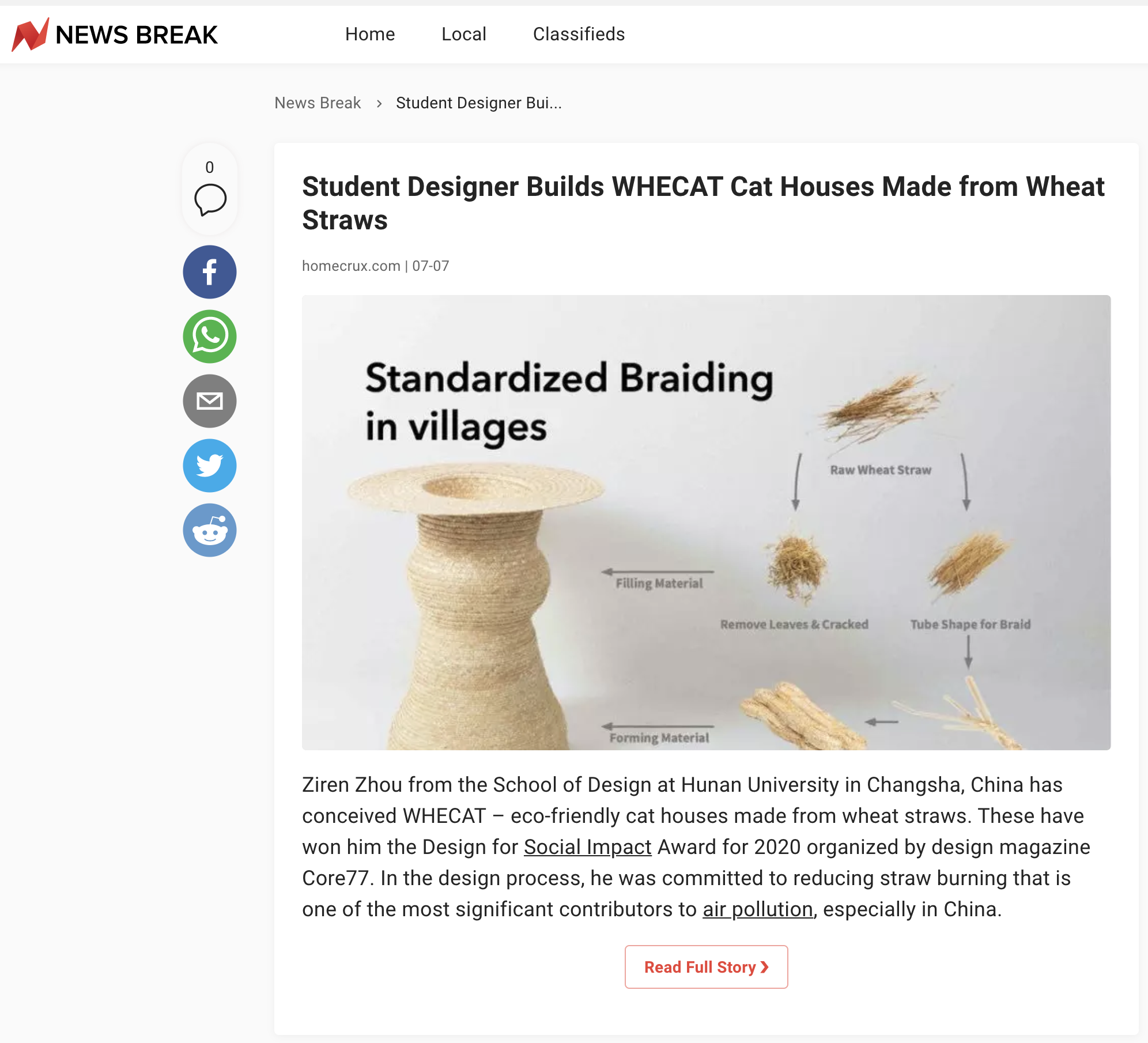 News Break: Student Designer Builds WHECAT Cat Houses Made from Wheat Straws